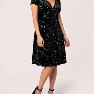 Sepals Black Velvet Starry Night Dress
